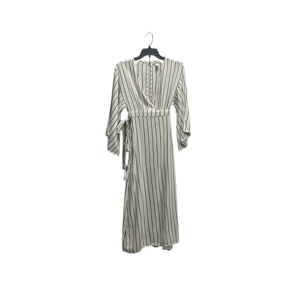 Billabong Robe Life White and Black Plunge Neck Striped Dress small - Picture 2 of 15
